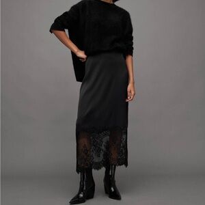 All Saints Flora Lace Panel Midi Skirt